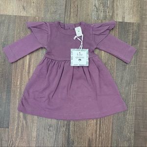 Kate Quinn Flutter Sleeve Dress in black plum